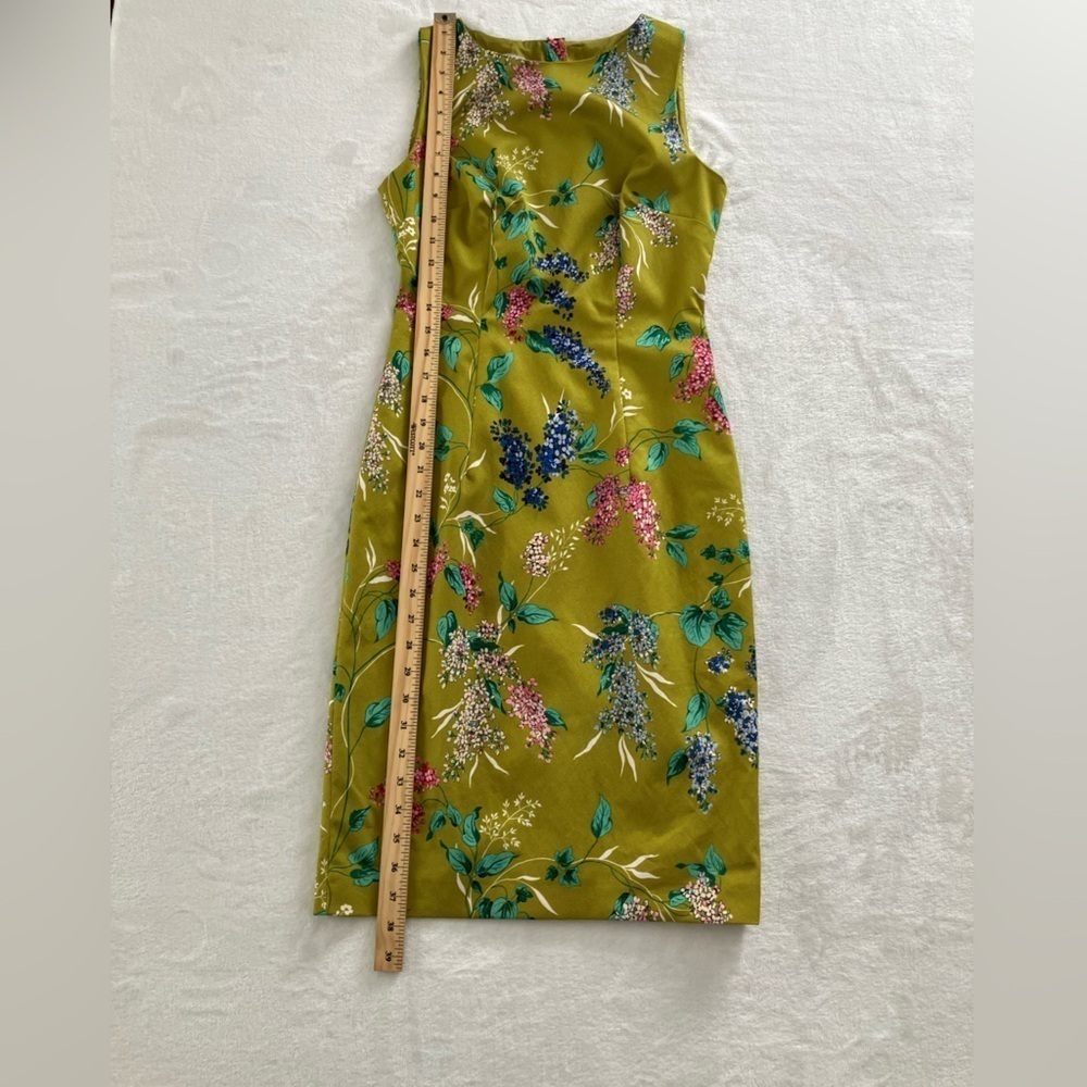 Hobbs London Size 4 Green Chartreuse Moira Garden Floral Sheath Occasions Dress - Picture 16 of 16